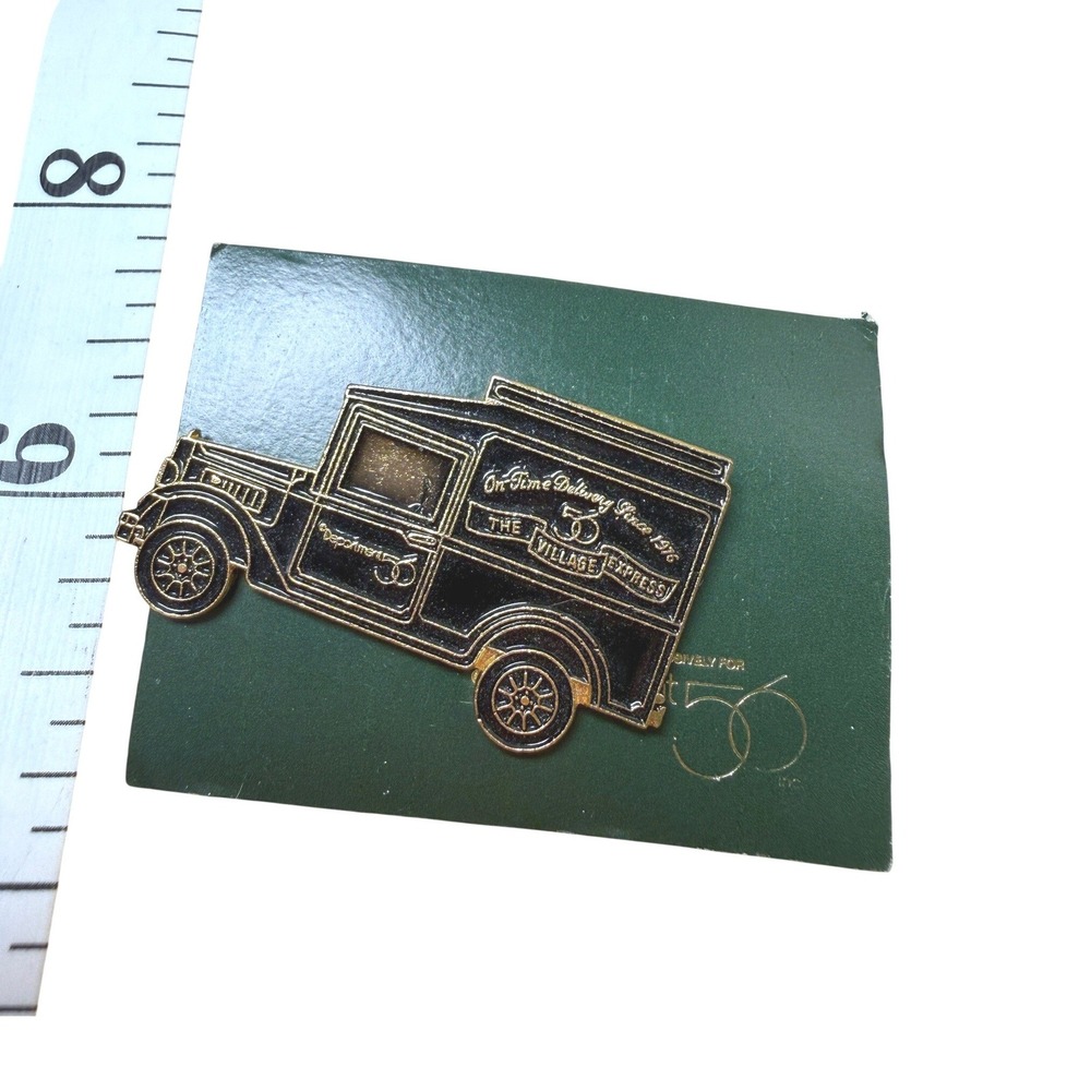 Department 56 Gold Black Enamel Village Express Truck Pin Vintage Delivery Style